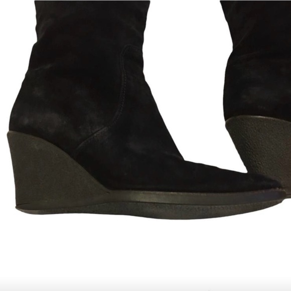 Salvatore Ferragamo Knee high Boots Suede Wedges Black size 8.5 Italy Women’s - Picture 9 of 10